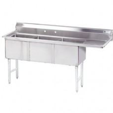 62.5" x 21" Triple Fabricated Bowl 3 Compartment Scullery Sink - B00KN1VOU6